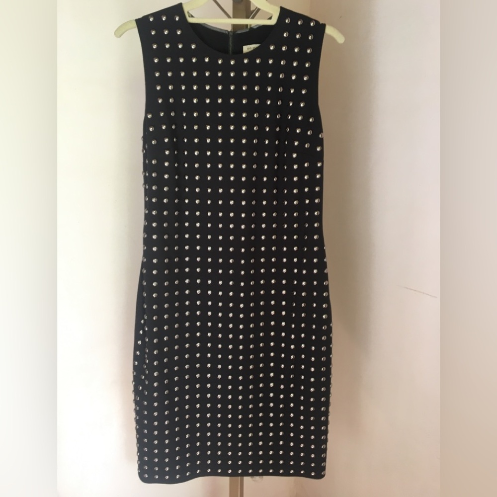 Burberry Black Sheath Dress w/ Chrome Metal Studs